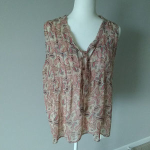 Sleeveless, Shear, Paisley Print Top